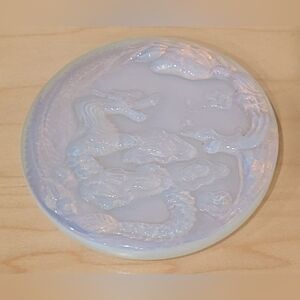 Frosted Glass Dragon Paperweight Home Decor 4"